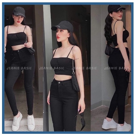 Quần Jeans Skinny Quần Jeans Nữ Lưng Cao Co Giãn 4 Chiều Dáng Ôm Đai Trơn - CHUẨN HÀN KR STYLE Free Ship