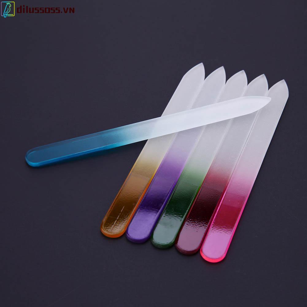 [Hàng mới về] Set 6 dũa móng bằng thủy tinh pha lê kèm ống đựng màu bạc