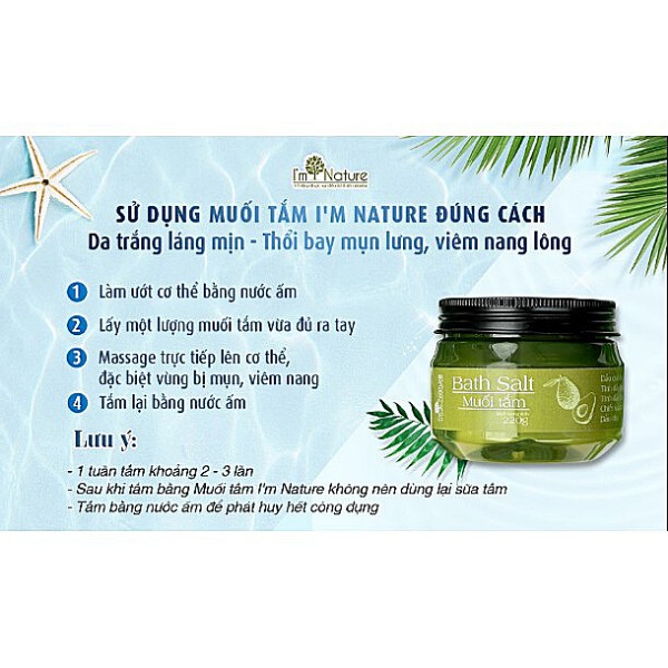 (TẶNG QUÀ 150K) Muối Tắm Thảo Mộc I'm Nature - Hỗ Trợ Giảm Mụn Lưng, Viêm Nang Lông 220g