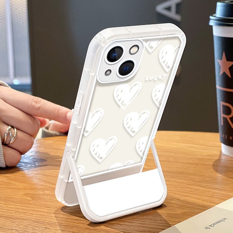 Ốp Điện Thoại Mềm Trong Suốt Có Giá Đỡ In Hình Trái Tim Cho IPhone 11 12 13 Pro MAX 7 8 Plus X XR XS MAX SE 2020 6 6S