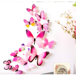 Bộ 12 Bướm 3D dán tường trang trí nhà cửa - được chọn màu