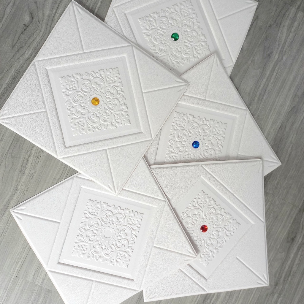 Xốp Dán Tường 3D Đính Đá, Lấp Lánh Đẹp Mắt 35X35Cm
