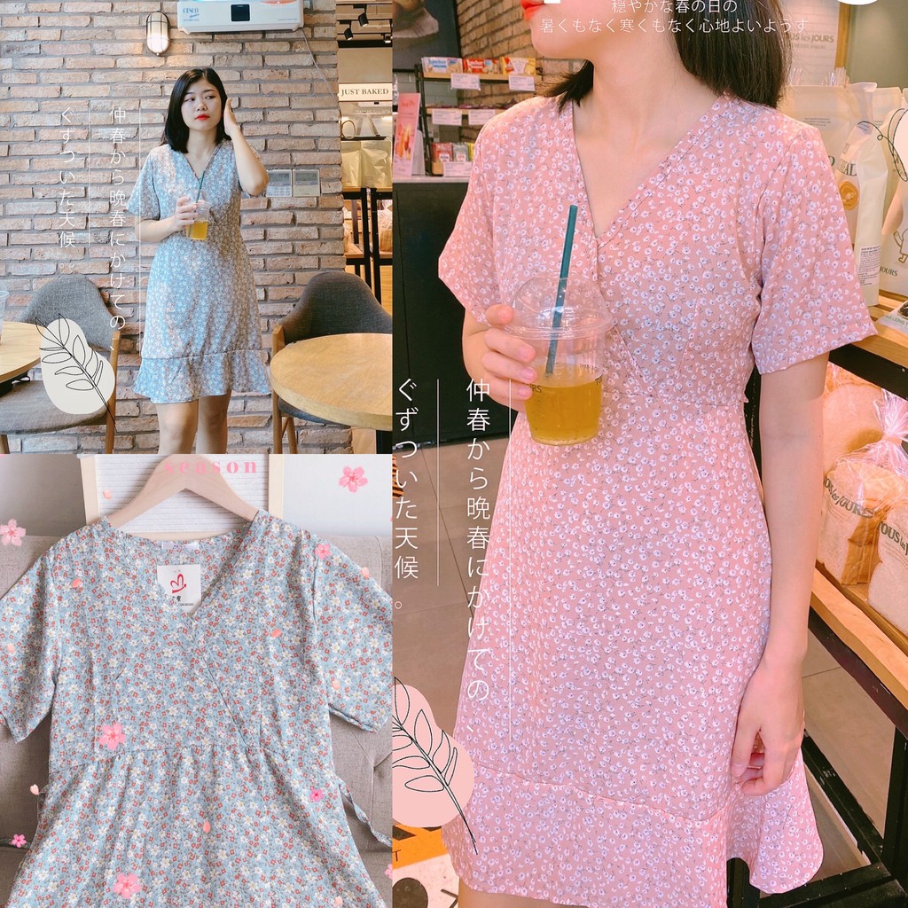 Đầm hoa nhí vintage, váy hoa nhí hàn quốc emmeishop E11 | BigBuy360 - bigbuy360.vn