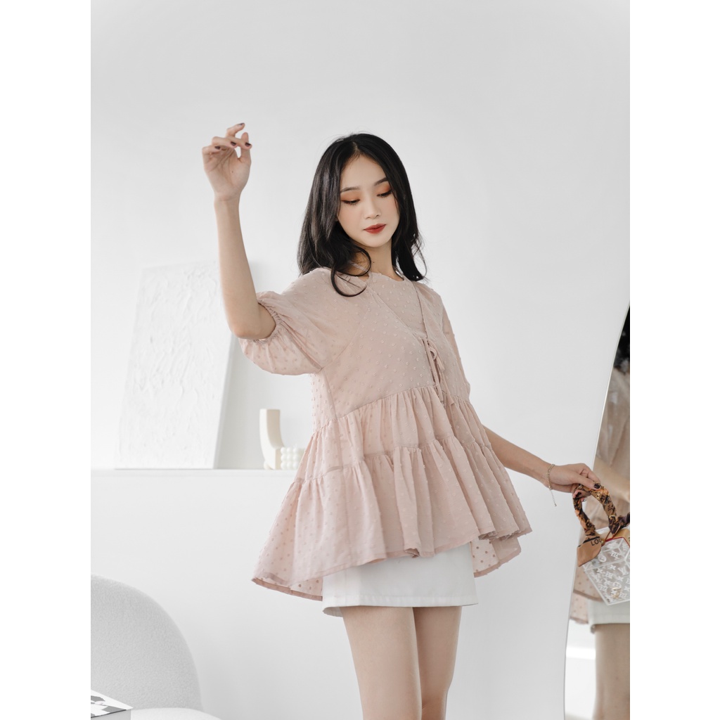 Áo kiểu ODS cổ yếm nhún tầng [ZM10]