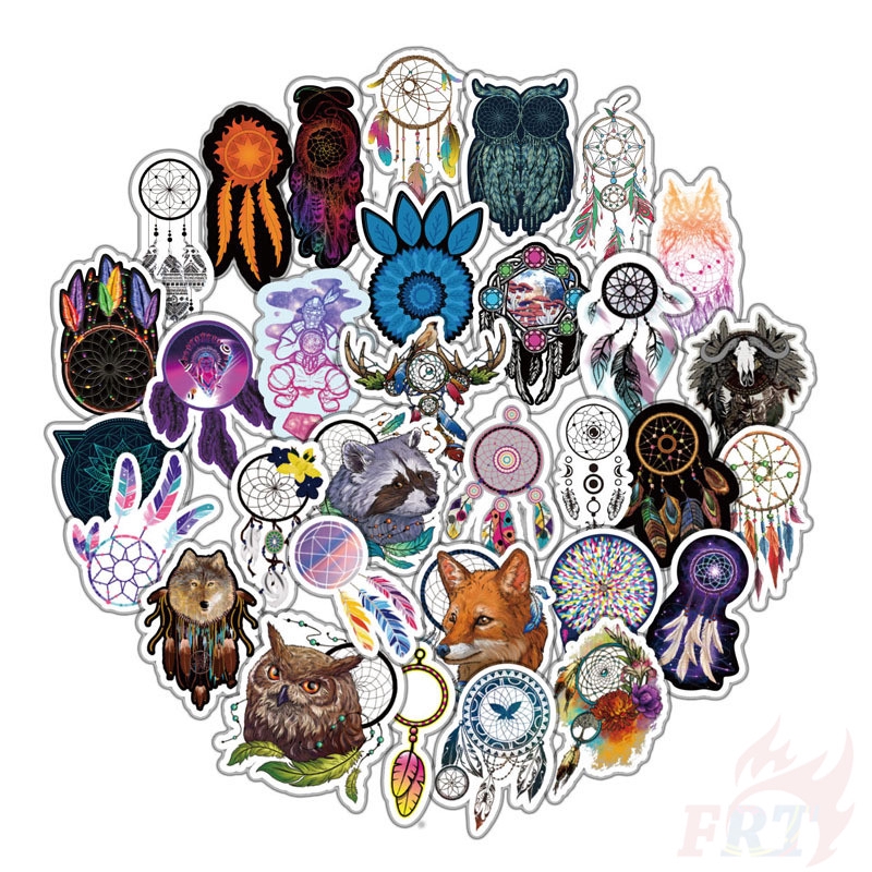 ❉ Dreamcatcher Giấy và decal dán tường ❉ 55Pcs Indian Dreamcatcher Mixed Doodle Stickers