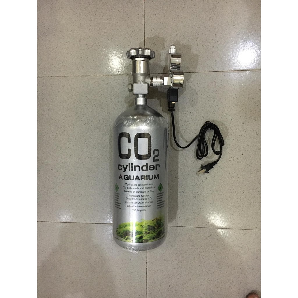 Bình co2 thép 2kg lùn + van điện mufan - dành cho hồ thủy sinh