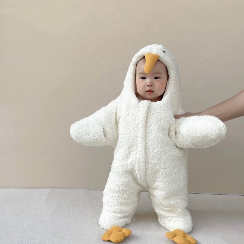 QUẦN ÁO LIỀN THÂN TRẺ EM HÌNH CHÚ VỊT CUTE BỘ ĐỒ NGỦ CHO BÉ MÙA ĐÔNG ẤM ÁP