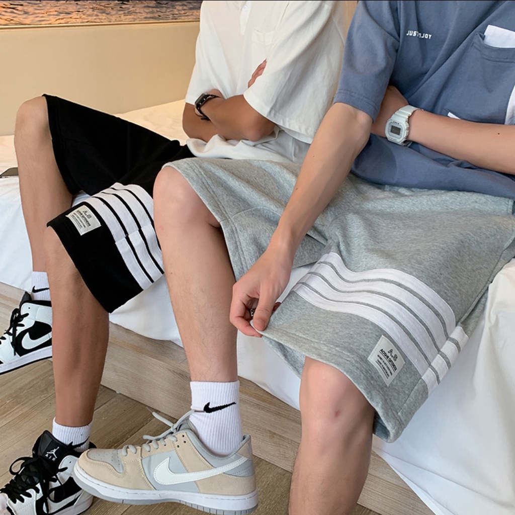 Quần Shorts Nam Basic Dáng Suông Phối Sọc Đơn Giản Lưng Thun Co Giãn Thời Trang ZENKODLMEN SHORTS NAM 9000016