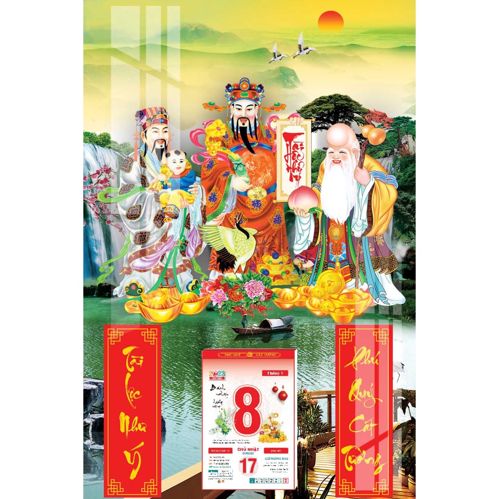 Tranh tráng gương  thegioiquatangqh.vn, in chủ đề thần tài phát lộc kích thước 40x60cm