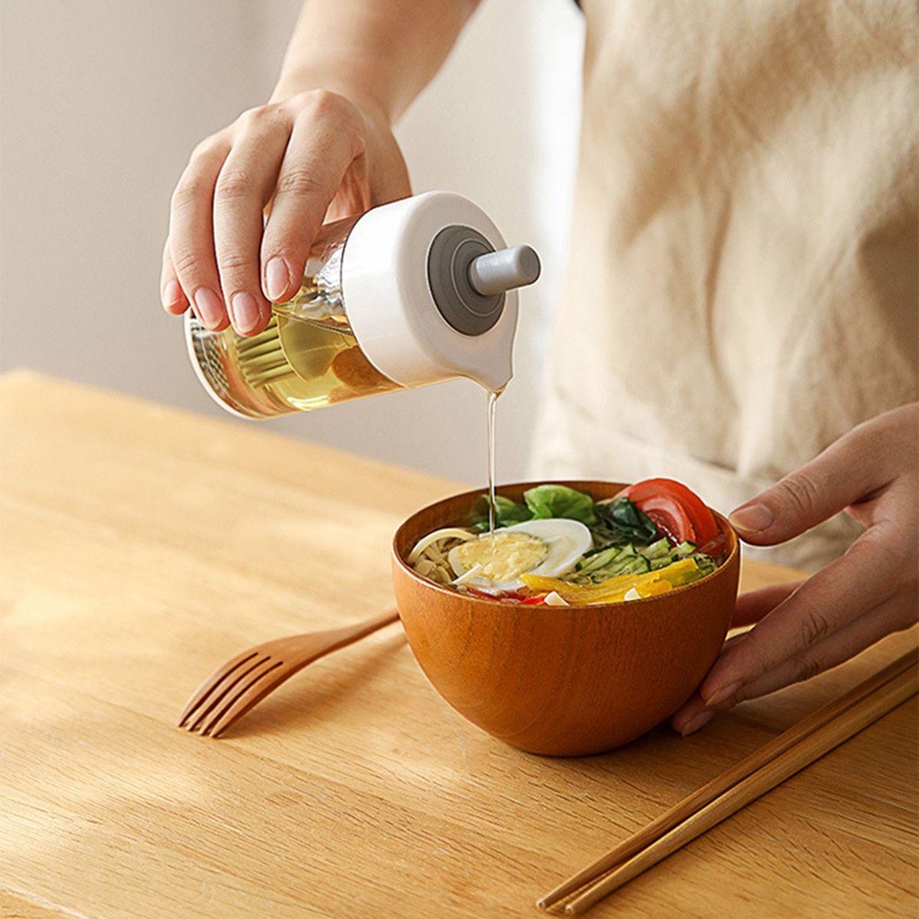 IVORY Bình Đựng Dầu Ăn Kèm Cọ Silicone Tiện Dụng Cho Nhà Bếp