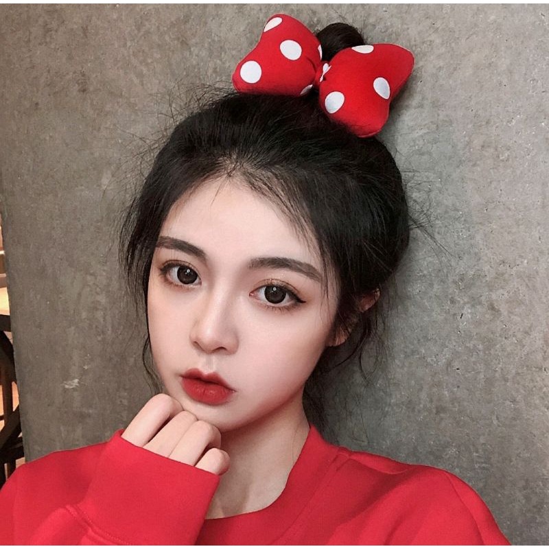 Dây buộc tóc dây cột tóc nơ đỏ chấm bi phong cách Hàn Quốc Lh0917399527
