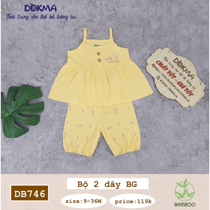 [FREESHIP50k] Bộ quần áo hai dây bé gái 9-36 tháng tuổi chất bamboo sợi tre DOKMA DB746