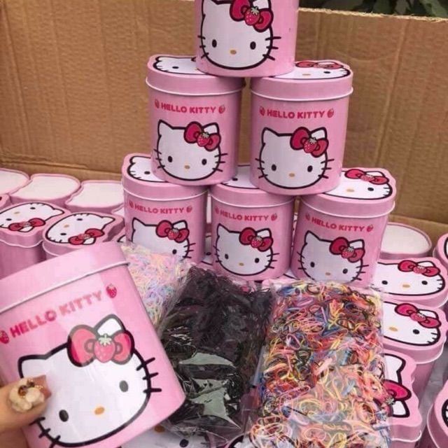 Hộp chun buộc tóc hello kitty cho bé