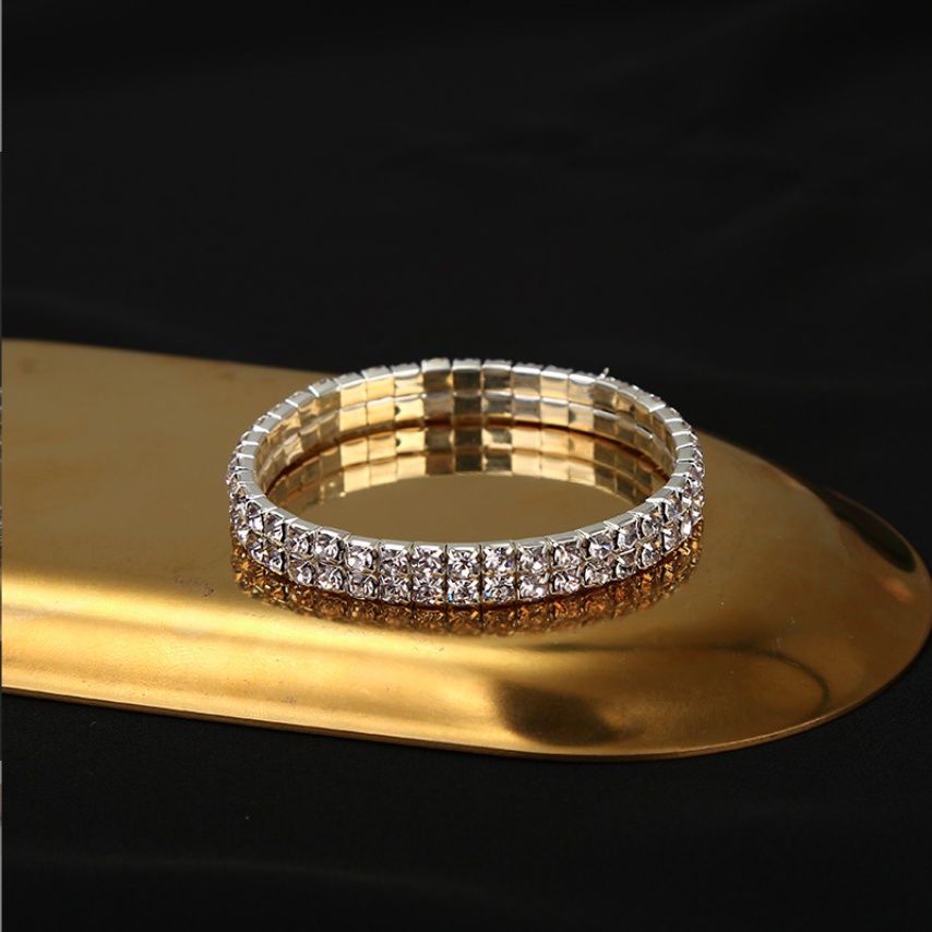 Lắc tay nữ vòng tay đính đá zircon lấp lánh 2 hàng bạc phong cách thời trang hàn quốc dễ thương