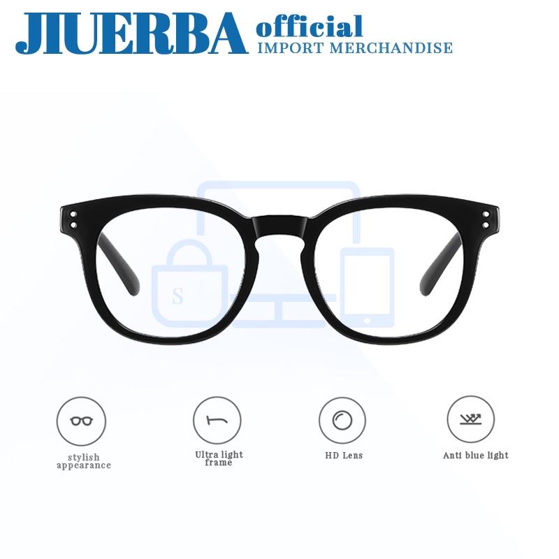 JIUERBA Kính Chống Bức Xạ Gọng Vuông Bằng Kim Loại Thời Trang Hàn Quốc Cho Nam Nữ