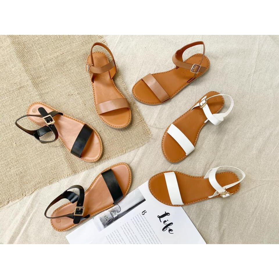 Sandal nữ đế thấp mẫu hot màu đen