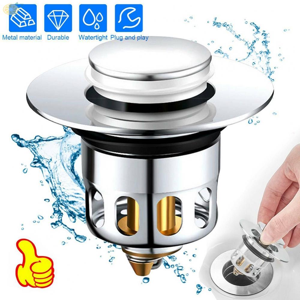 【VARSTR】1xWaterproof Bathroom Sink Plug Stopper Wash Basin Core Pop Up Drain Steel Brass