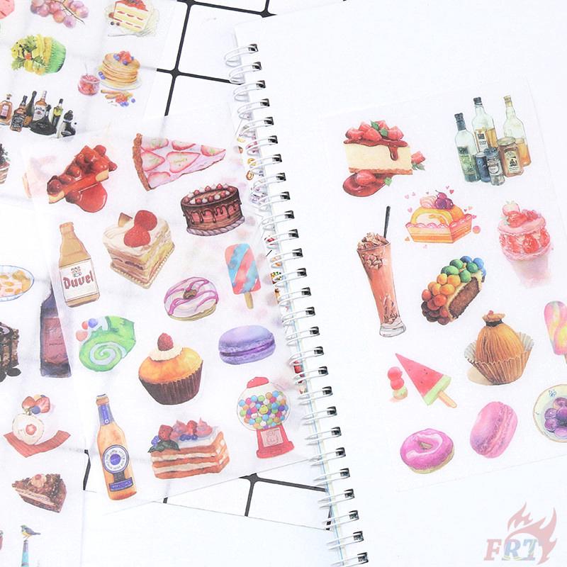 Bộ 6 tờ sticker dán nhật ký hình món bánh kem tráng miệng ngon lành