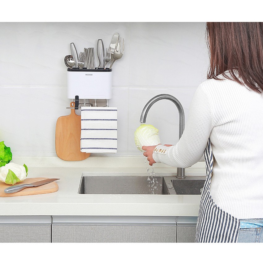 Kệ để đồ và treo đồ nhà bếp có móc nhôm TIỆN ÍCH Ecoco E1801