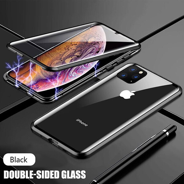 Ốp điện thoại kim loại từ tính bảo vệ 360 độ cho Iphone 12 11 Pro Max X Xs Max 6 6s 7 8 Se 2020