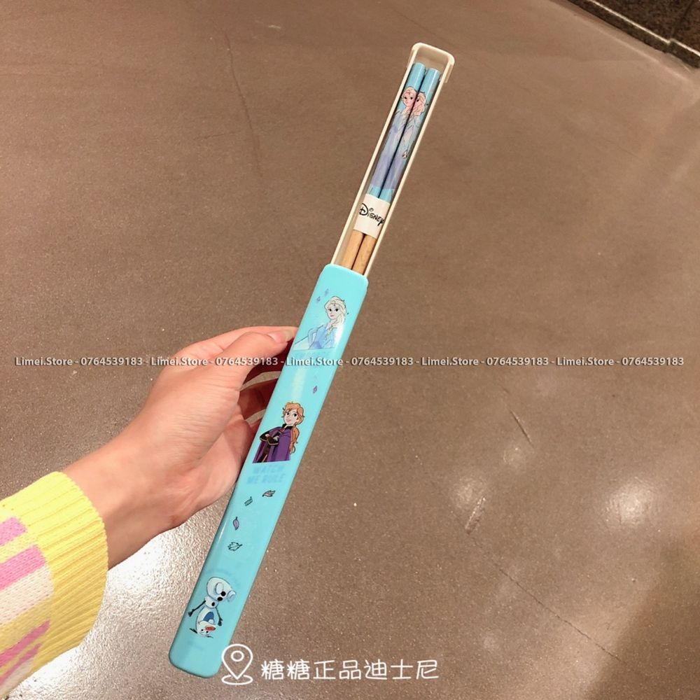 Set đũa gỗ kèm hộp hình Frozen Ariel cho trẻ em bé trai gái Disney