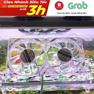 Quạt tản nhiệt đơn đôi ba trong suốt cho bể cá (đã bao gồm nguồn) - Phụ kiện thủy sinh