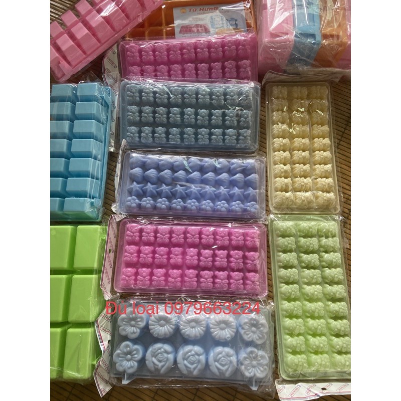 khay nhựa làm đá đổ rau câu-loại-6-14viên-bông10-gấu27-bông36-viên đủ loại