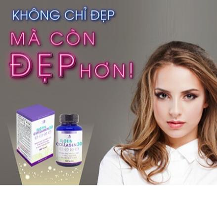 Biotin Collagen 30 – Hỗ trợ giúp da sáng mịn, ngăn rụng tóc, móng khỏe (Lọ 100 viên)