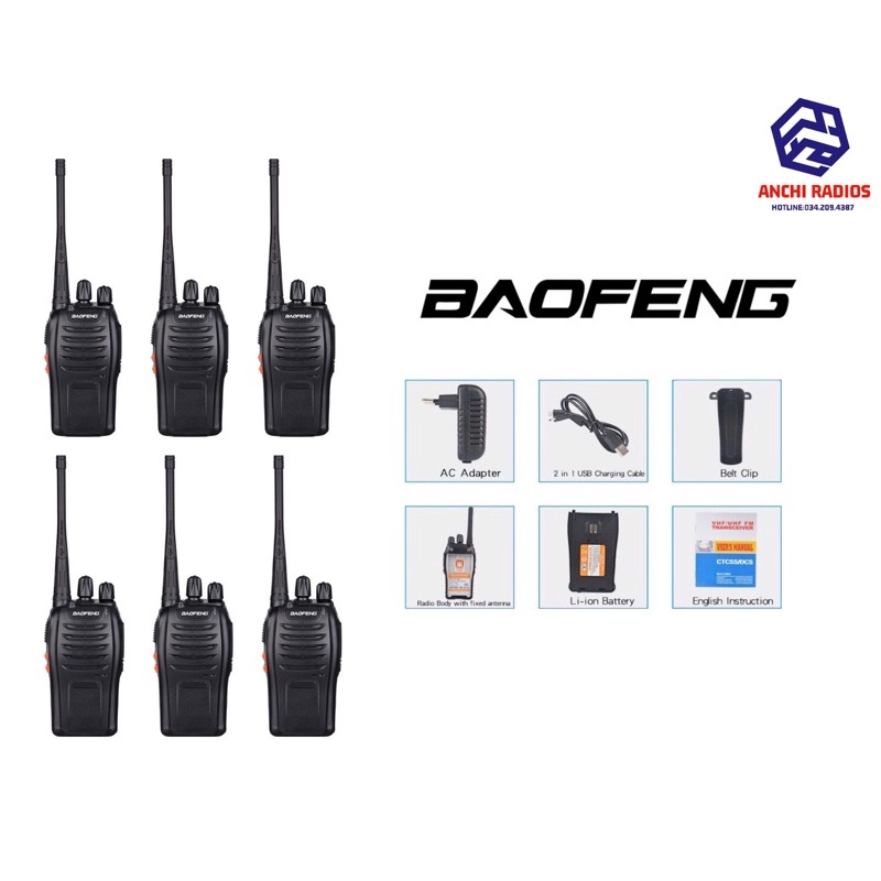 Bộ 06 Máy Bộ Đàm Baofeng Phiên Bản Mới BF-888H(Chế độ sạc bằng cổng Us