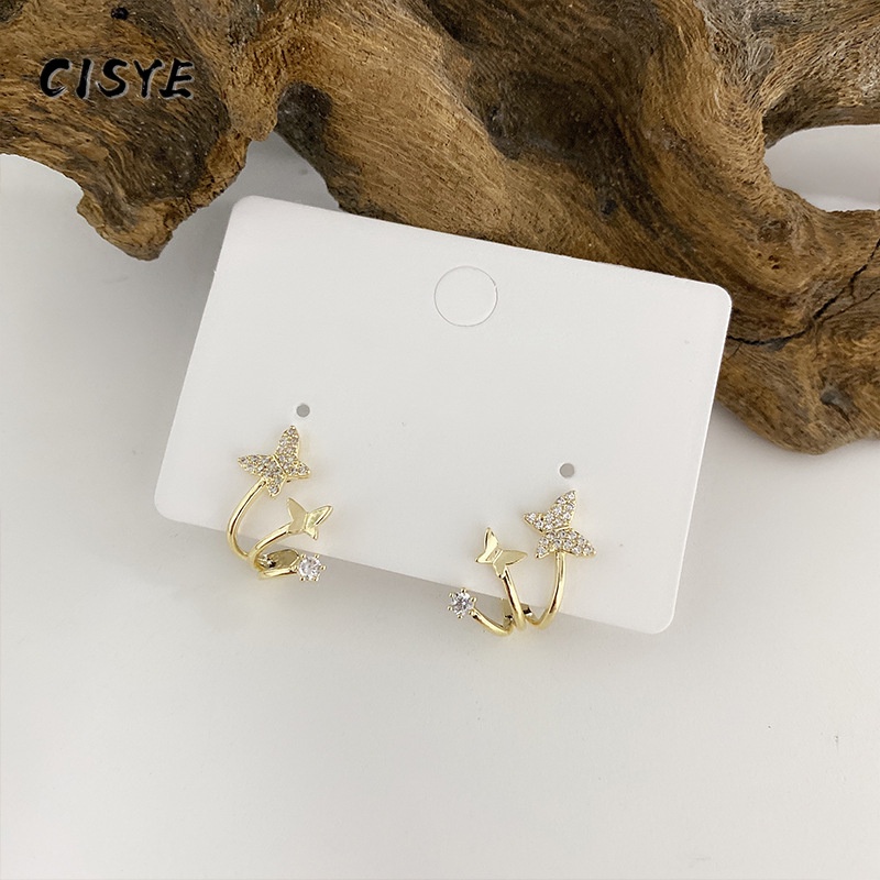 Khuyên tai hình chữ thập/ngôi sao/bướm/chữ thập đơn giản phong cách Hàn Quốc