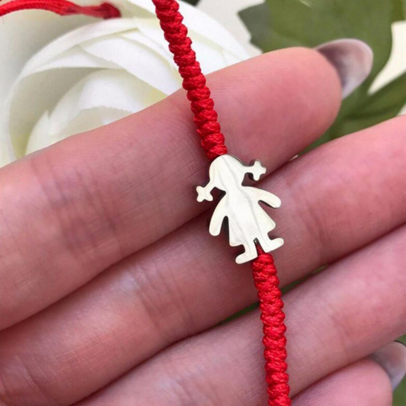 Vòng Tay Bện Dây Đỏ May Mắn Bằng Thép Không Gỉ Dễ Thương Cho Bạn Gái