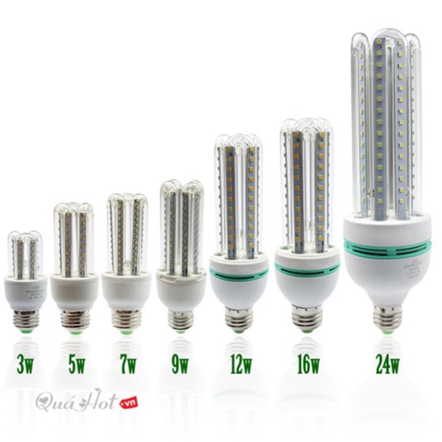 BÓNG ĐÈN LED 5W, 9W, 12W, 16W, 20W, 24W, 30W, 36W CHỮ U- NGUỒN 220V SIÊU SÁNG TIẾT KIỆM ĐIỆN
