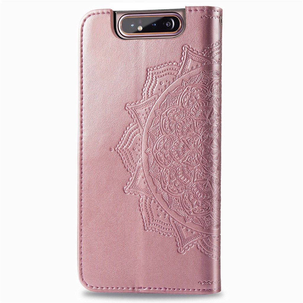 Bao Da PU Điện Thoại Nắp Lật Kiêm Giá Đỡ Hình Hoa Cho Samsung Galaxy A80 A805 GalaxyA80 A 80