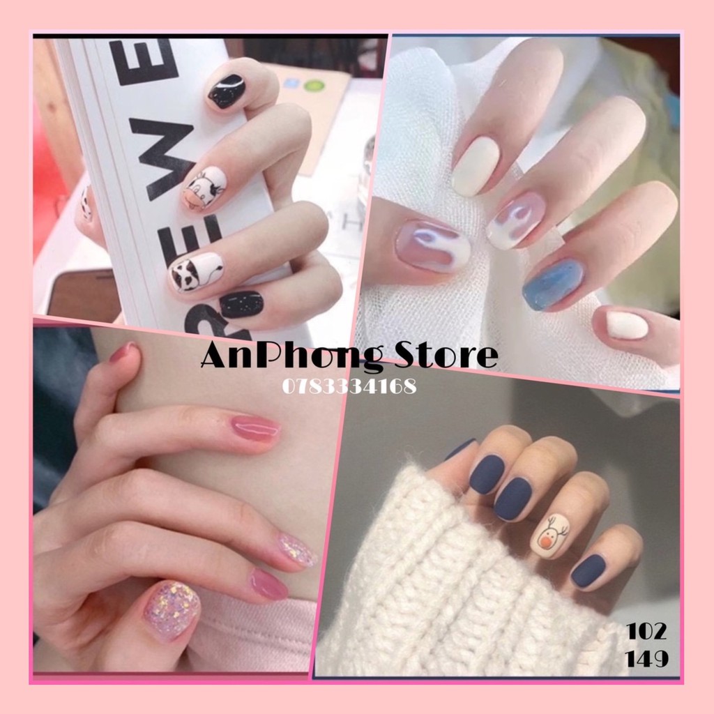 [TẶNG 3 PHỤ KIỆN] SET 24 MÓNG TAY GIẢ TRANG TRÍ NAIL SANG TRỌNG, XINH XẮN APS.
