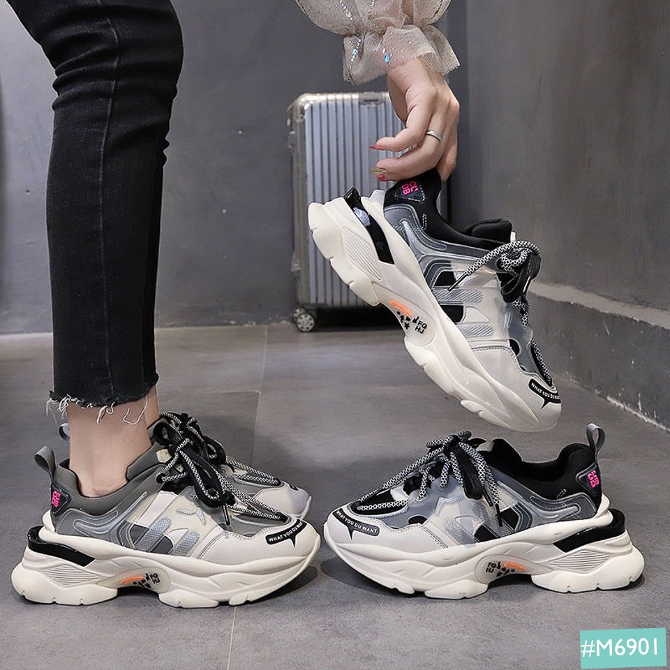 Giày Thể Thao Sneaker Nam Nữ Cặp Đôi Cao 6cm MINSU M6901 Hàn Quốc Độn Đế Tăng Chiều Cao Đi Chơi, Đi Học