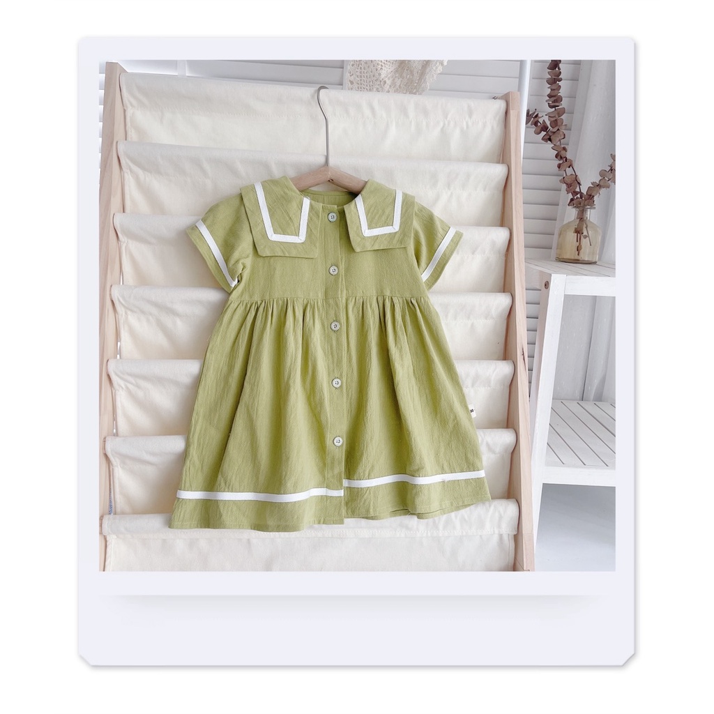 -Jee kids- Váy đầm thô ngắn tay cổ thủy thủ cho bé gái siêu cute