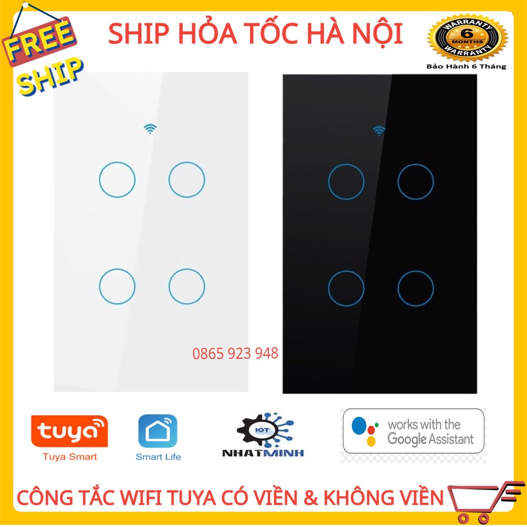 [bh 6 tháng]CÔNG TẮC THÔNG MINH WIFI TUYA SMARTLIFE CÓ RF433 3 NÚT CẢM ỨNG HÌNH CHỮ NHẬT LOẠI 1 DÙNG CHO NHÀ THÔNG MINH