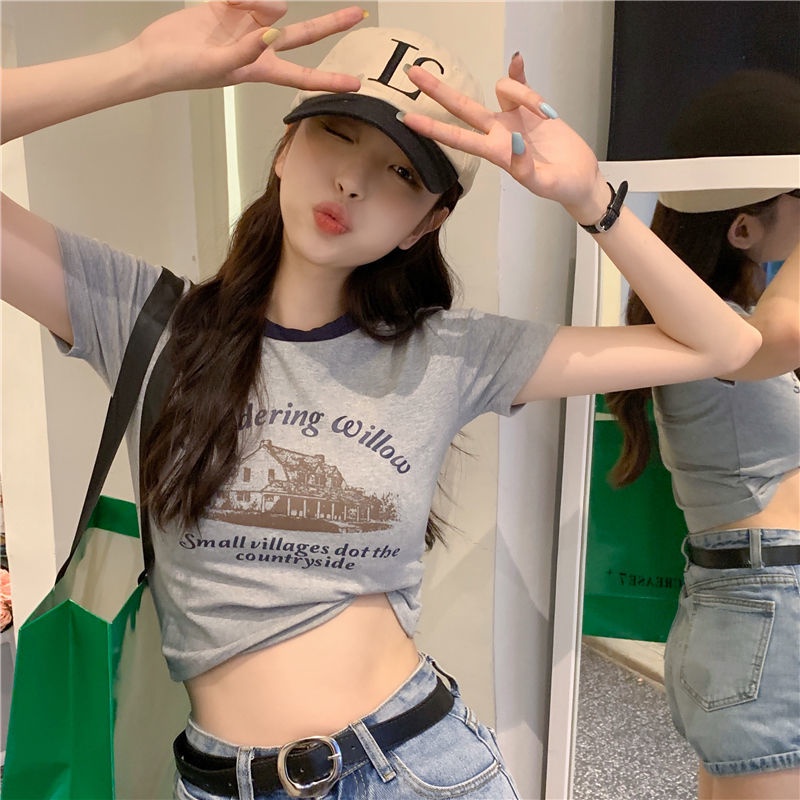 Áo Thun Tay Ngắn In Họa Tiết Dễ Thương Phong Cách Hàn Quốc Thời Trang Mùa Hè Cho Nữ