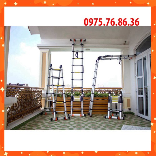 Thang Nhôm Rút Đôi Chữ A (1.9M+1.9M) - Có Bánh Xe