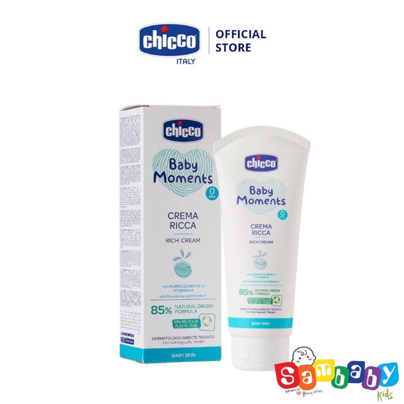 Kem dưỡng ẩm chứa Omega và Vitamin Chicco 100ml Chính Hãng Nhập Khẩu Ý