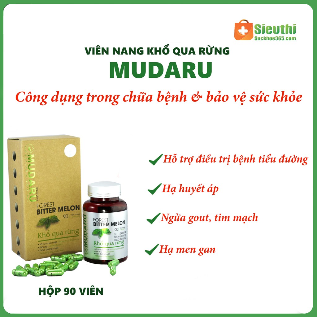 Viên Uống Khổ Qua Rừng Mudaru Hộp 90 viên nang Siêu Thị Sức Khoẻ 365