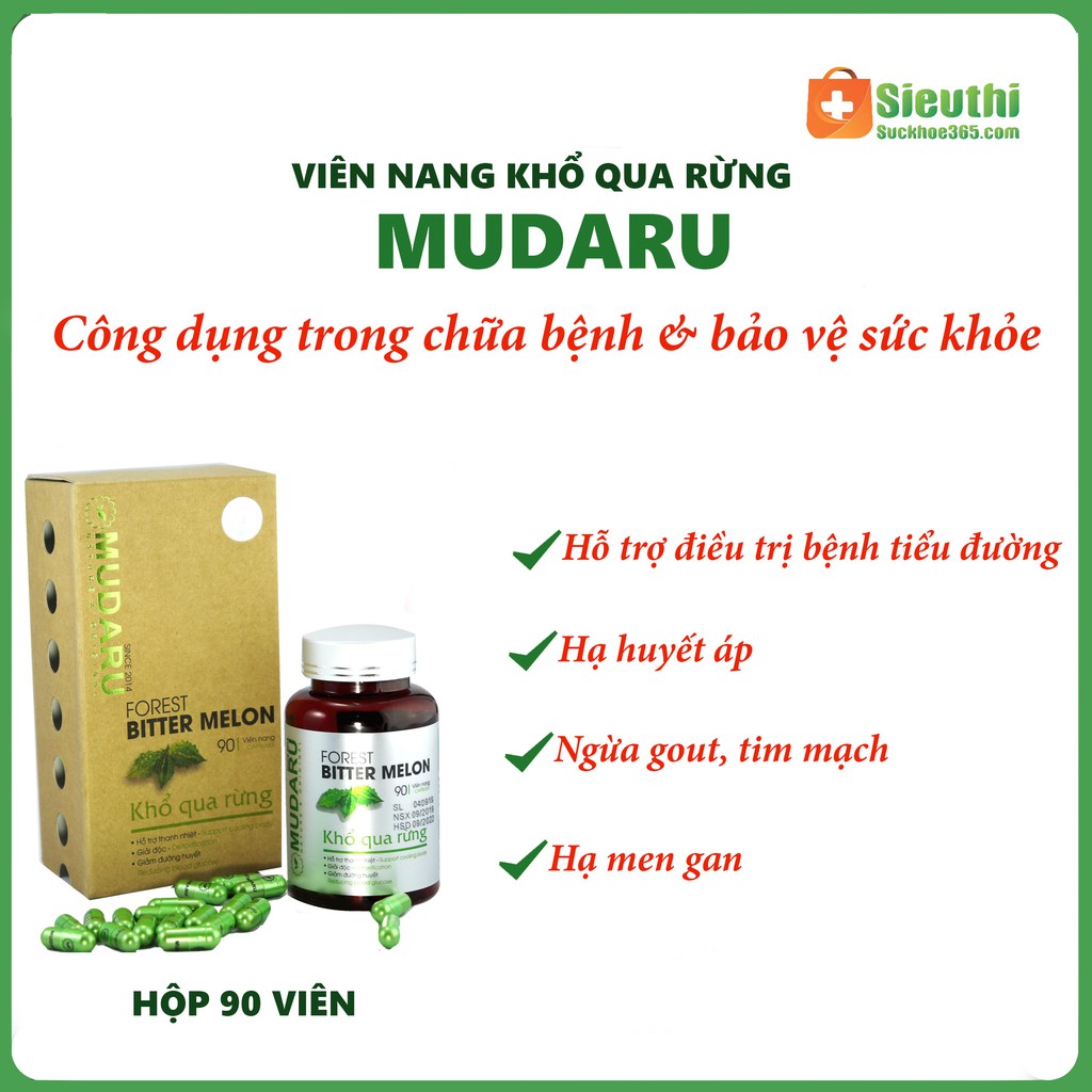 [Chính Hãng] Viên Uống Khổ Qua Rừng Mudaru Hộp 90 viên nang Siêu Thị Sức Khoẻ 365