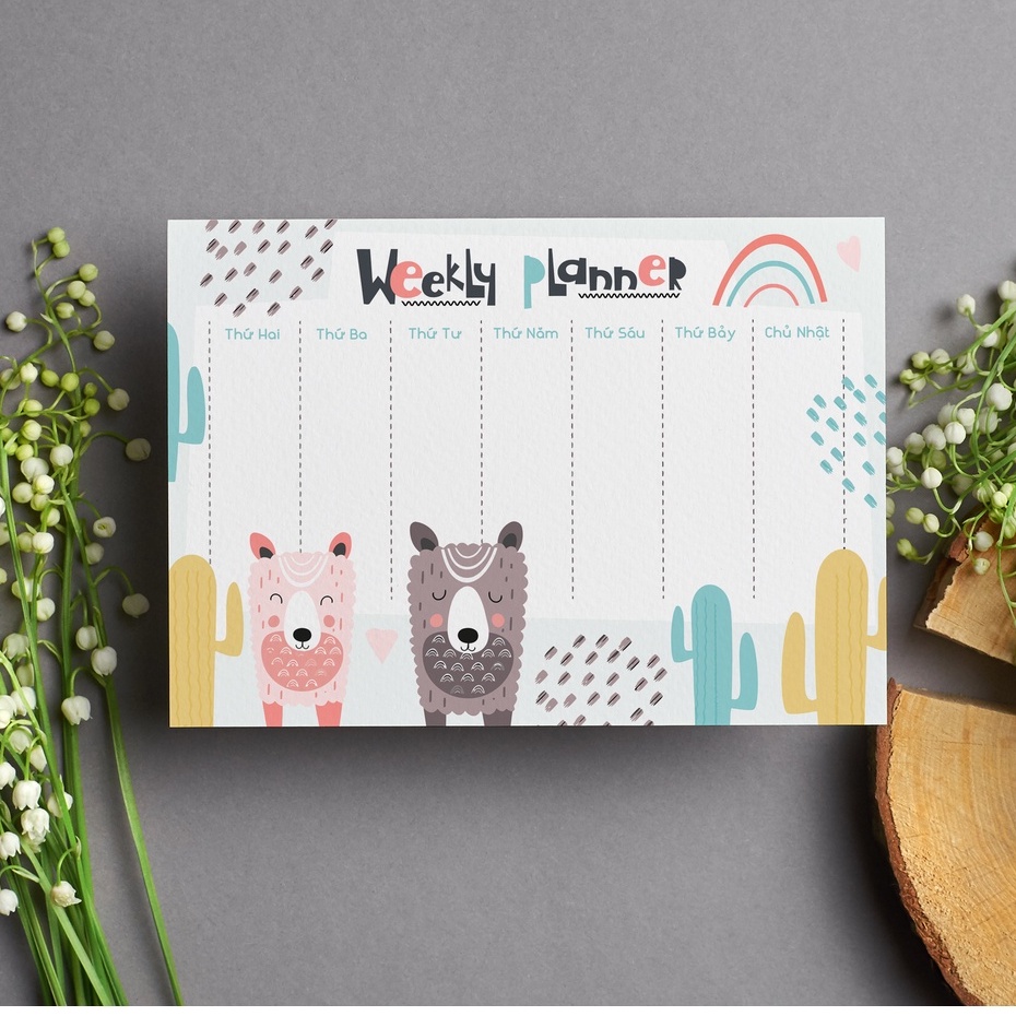 35 mẫu tấm dán Thời khóa biểu, Weekly planner kế hoạch trong tuần cực cute