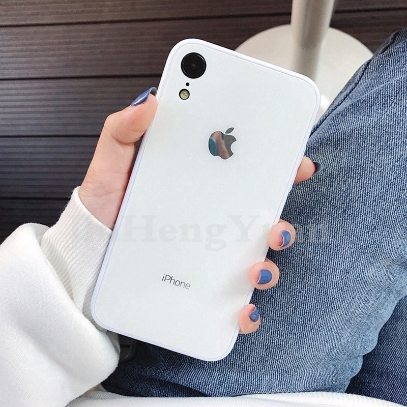 Sale 70% Ốp điện thoại mặt kính cường lực màu trơn cho IPhone XR, pink,iPhone XR Giá gốc 50,000 đ-79A14