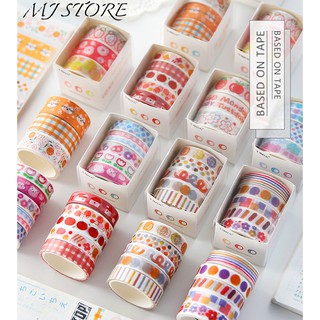 Băng keo giấy trang trí set 3/5 cuộn -  washi tape