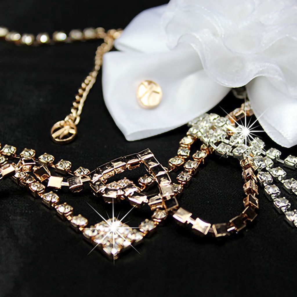 Bộ dây chuyền nhiều tầng mặt hình trái tim + đôi khuyên tai đính đá nhân tạo lấp lánh cho nữ