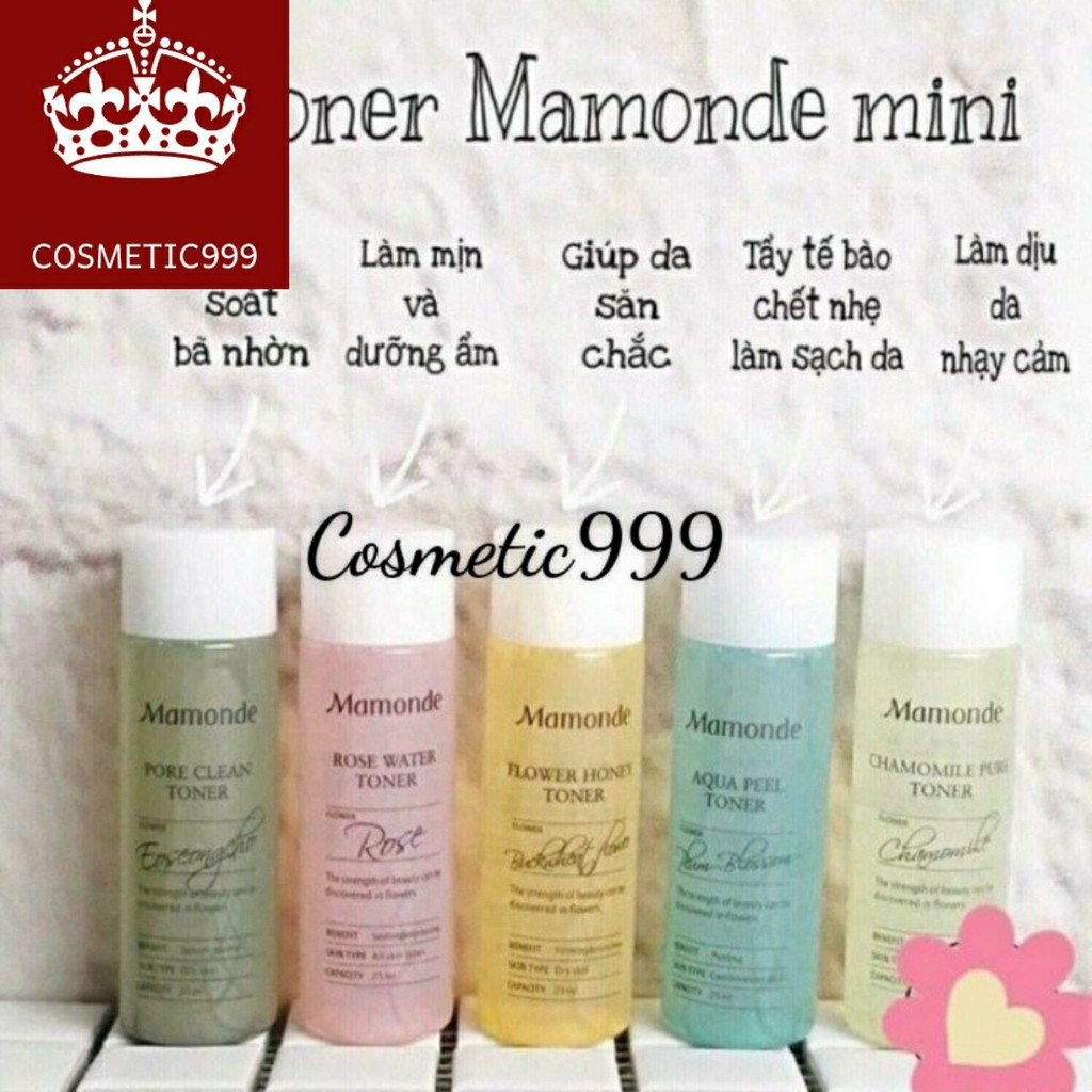 Nước hoa hồng, Toner mamonde flower toner trial kit hàn quốc chính hãng Cosmetic999