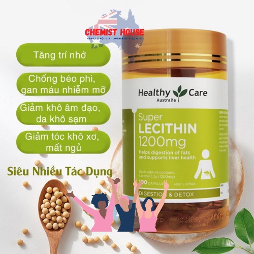 [ Hàng Chuẩn ÚC ] Healthy Care Super Lecithin 1200mg - Viên uống tinh chất mầm đậu nành 100 viên