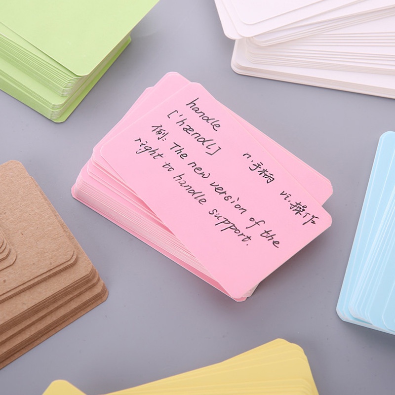 Set 100 thẻ giấy kraft màu trơn nhỏ gọn cho học sinh