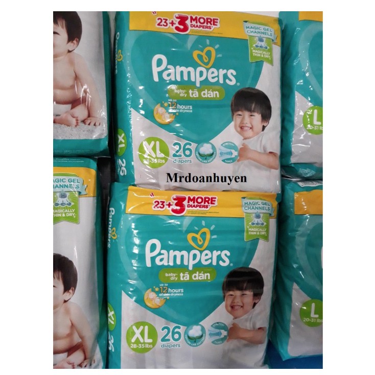 Tã Dán Pampe Mới Size XL26 Miếng Từ 12- 16kg